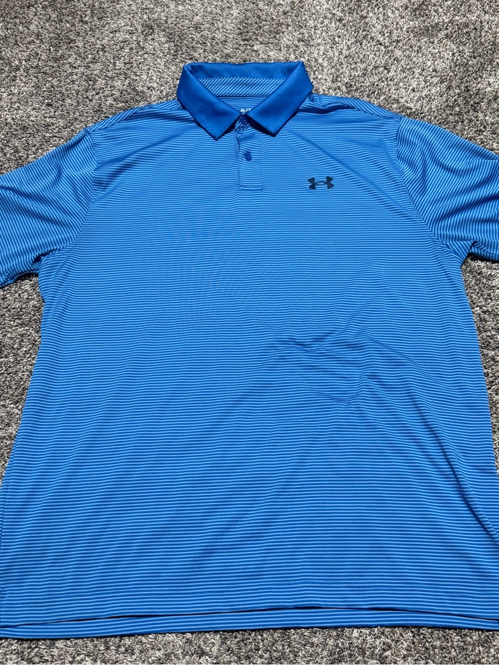 Under Armour HeatGear Polo Shirt Blue Striped Men’s XL Loose Fit Golf
